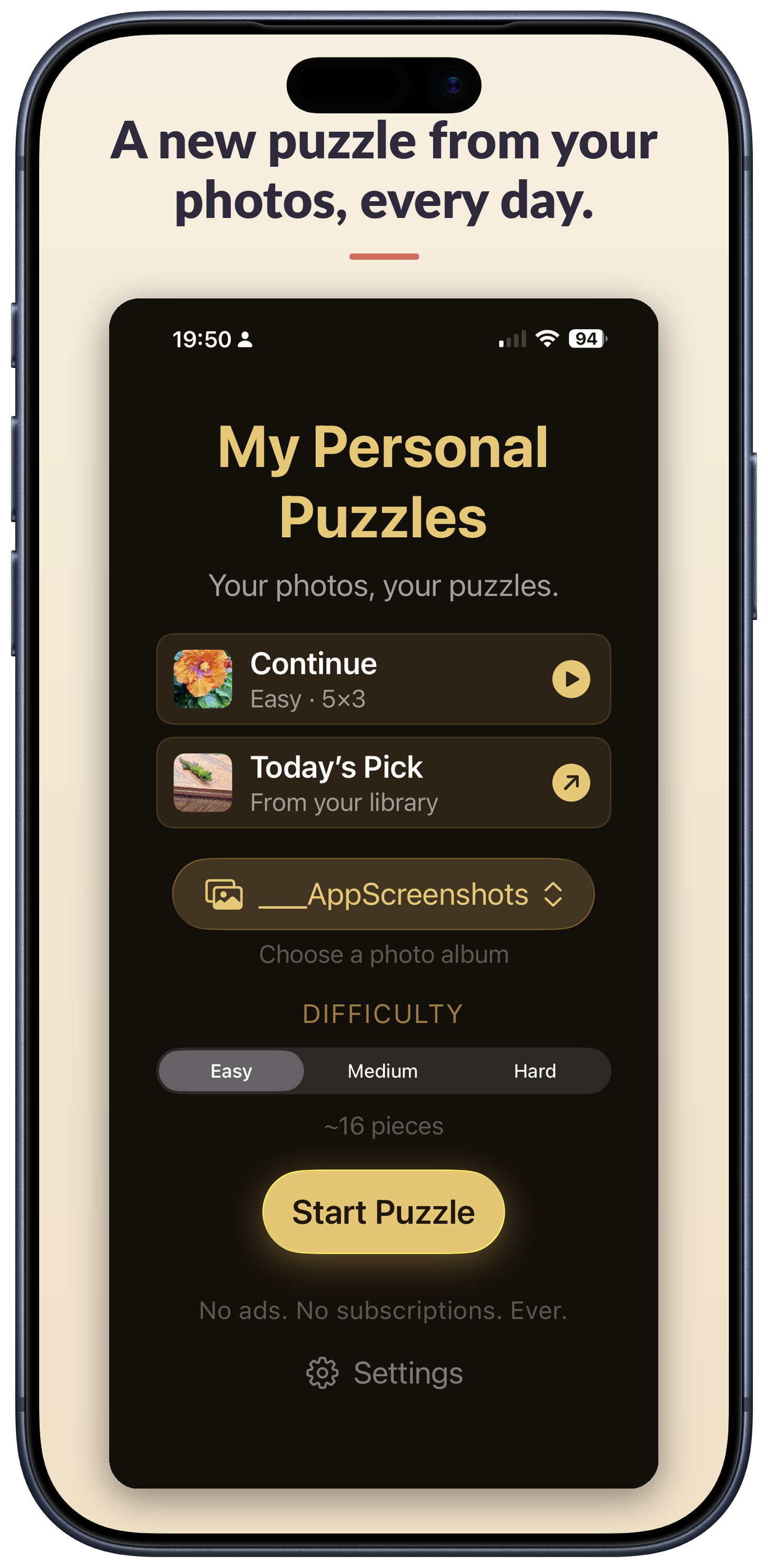 App home screen